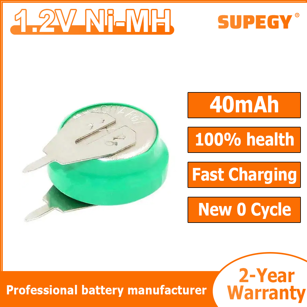 Renewable Energy Technology - 新しい1.2V 40mAhニッケル水素充電式電池ボタン型コインセル、玩具タイマー、LEDカレンダー、ソーラーエネルギー、電気機器用溶接ピン付き